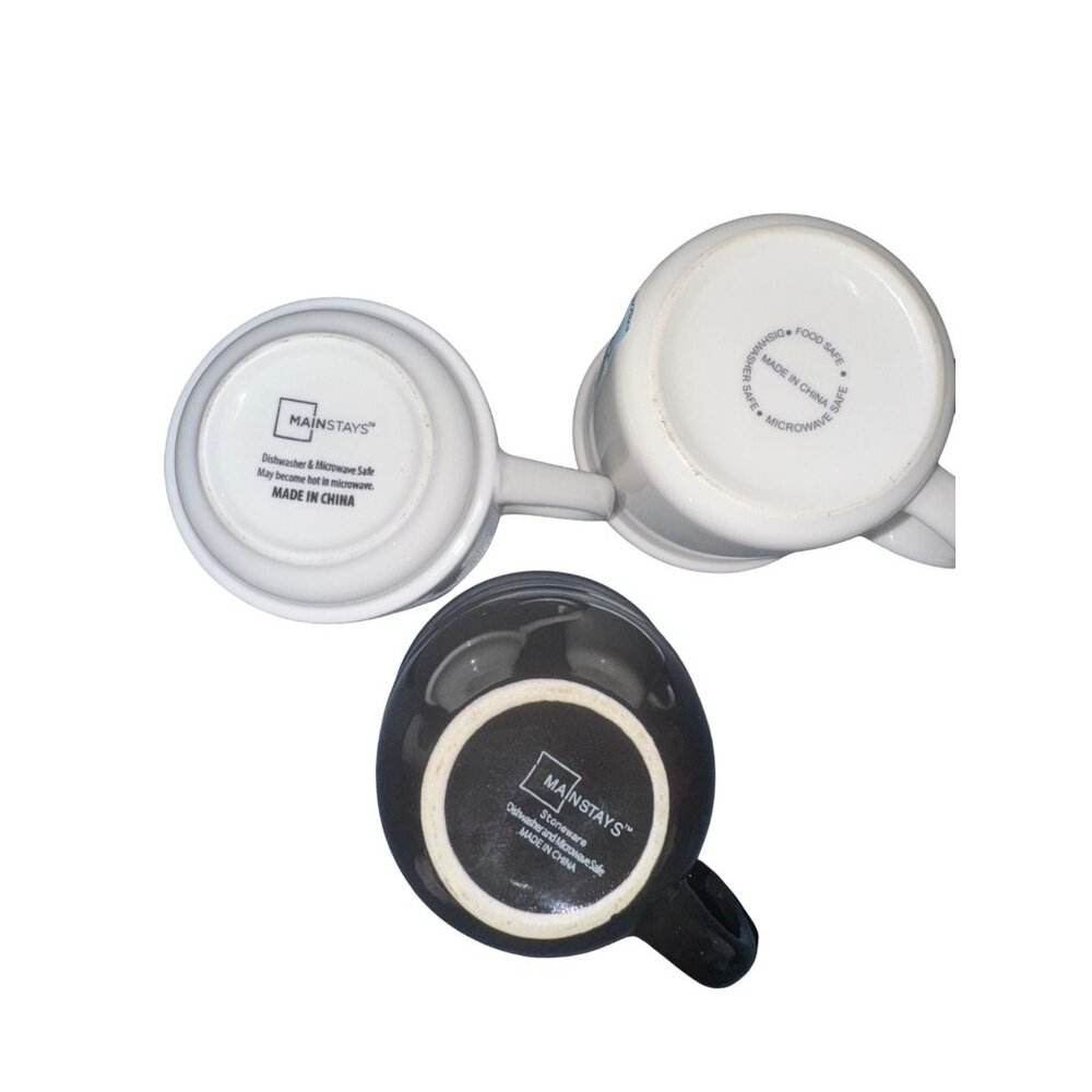 Mainstays 7 Unbranded  Mug Set Of 3 Black & White - Picture 2 of 15